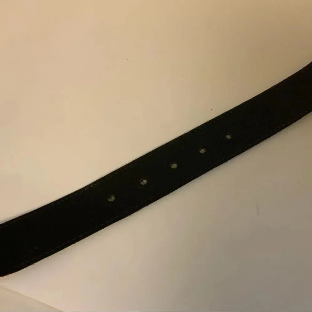 Avignon Vintage Black suede Leather Gold buckle Belt Size L